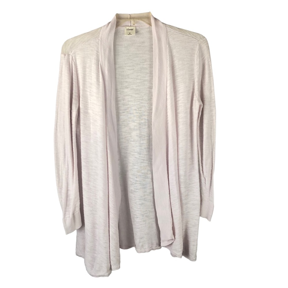 SWEATER - Women's Soma Soft Pink Open Front 100% Cotton Cardigan Sweater. Size M